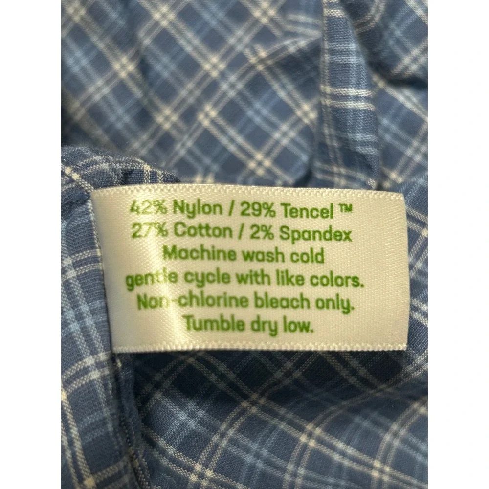 Criquet Mens Blue Plaid Western Pearl Snap Performance Shirt Large - CJ - Picture 5 of 8